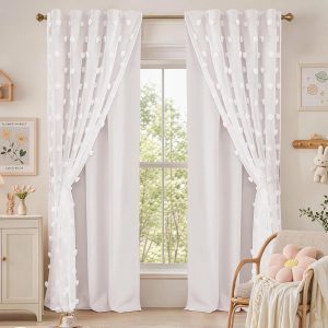 White Floral Sheer Curtains