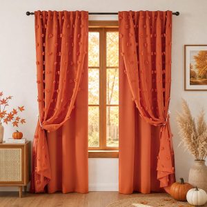 Rust Orange Textured Curtains