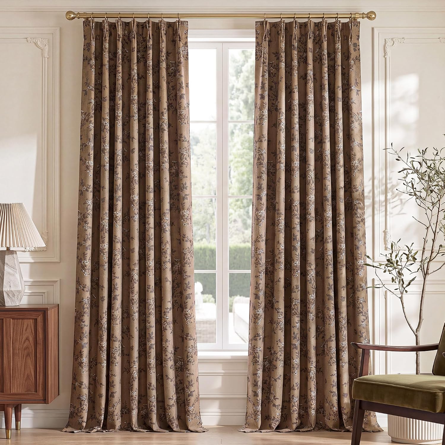 Elegant Floral Blackout Curtains