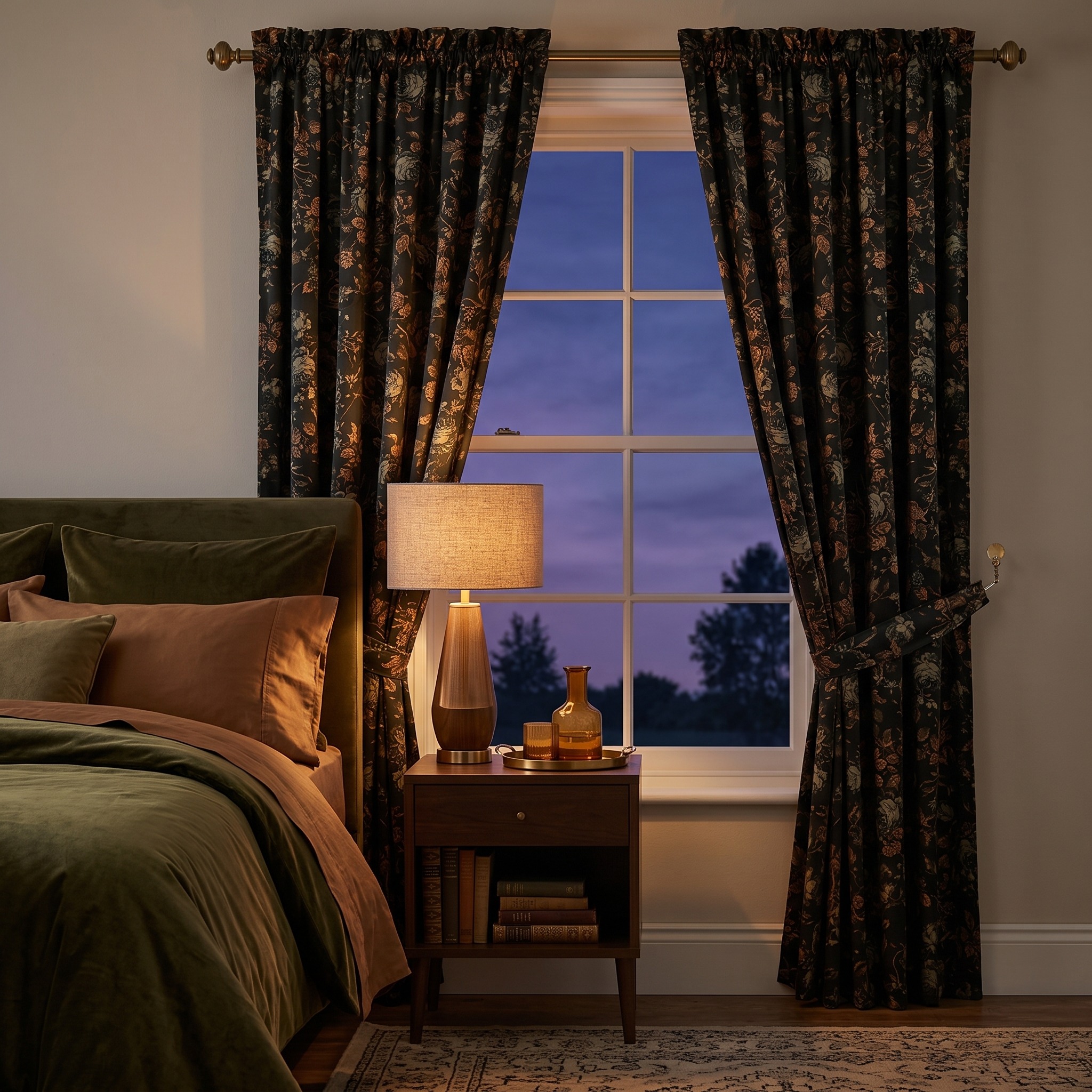 Dark Floral Curtains
